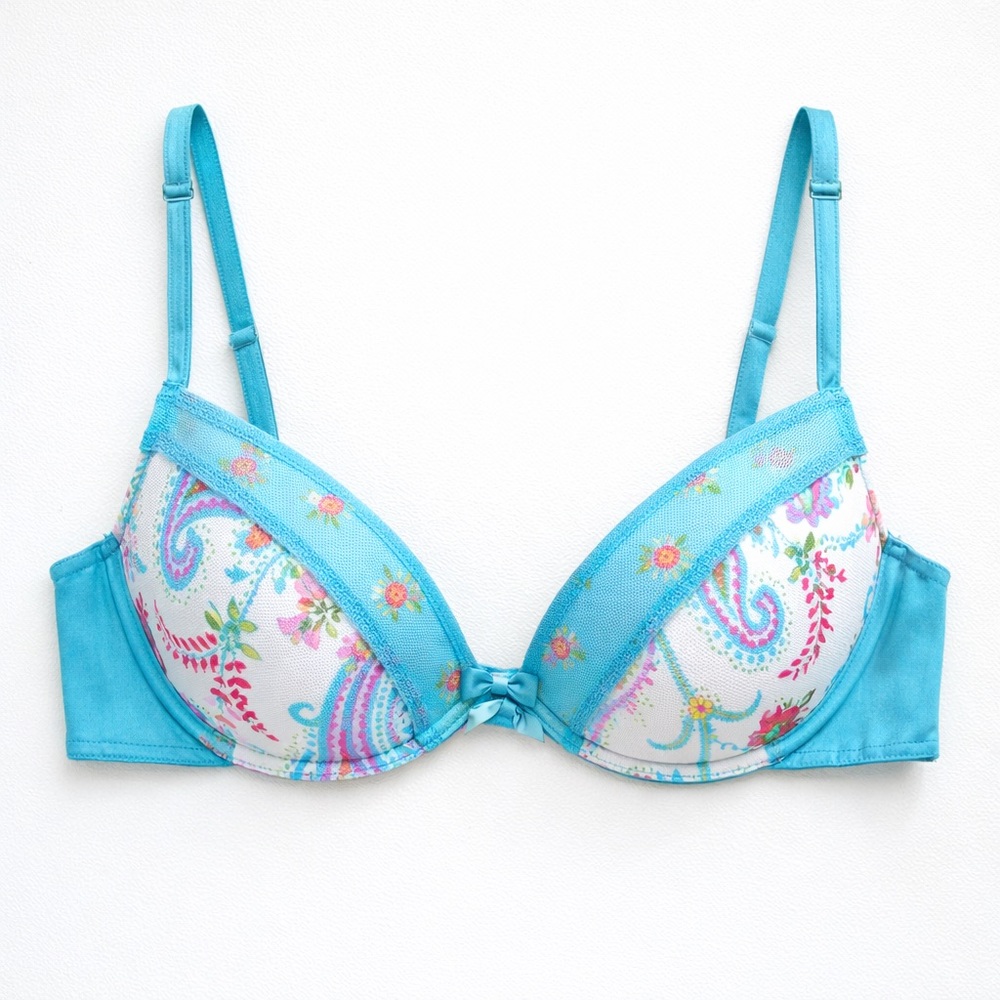 Intimissimi NWOT Blue Floral Paisley Bra 34B Y2K Lingerie
